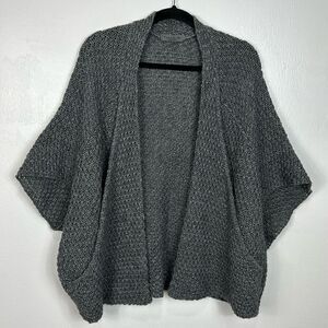 Elsamanda Alpaca Blend Open Knit Cardigan Sweater In Gray One Size
